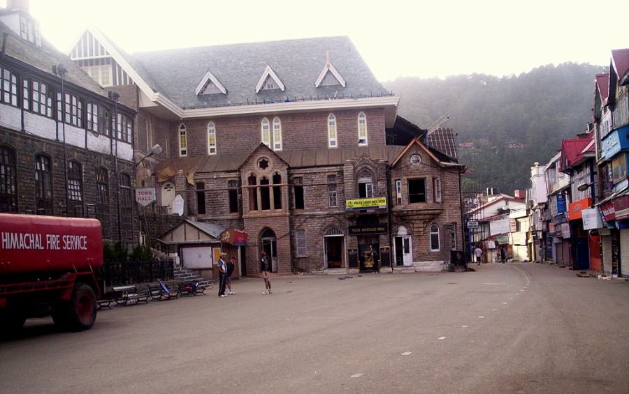 Mall Road and the historic Town Hall building in Shimla